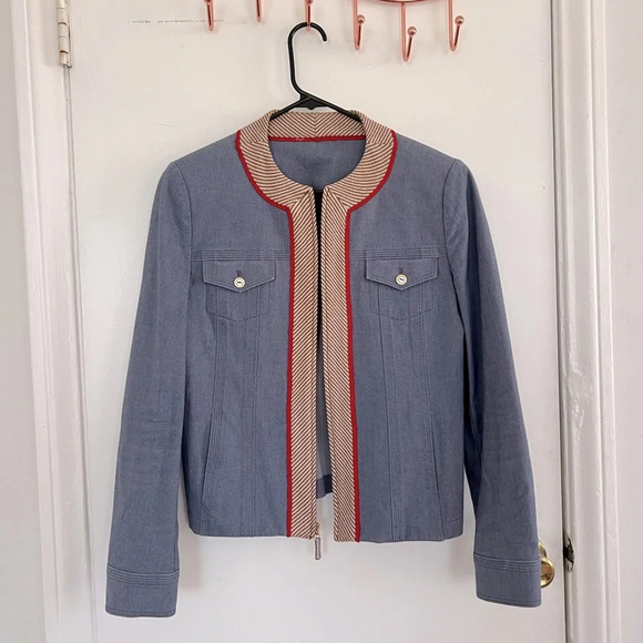 VINTAGE St. John’s Pre-Fall ‘07 Denim Zip-Up Blazer | Medium/Large - Picture 1 of 11